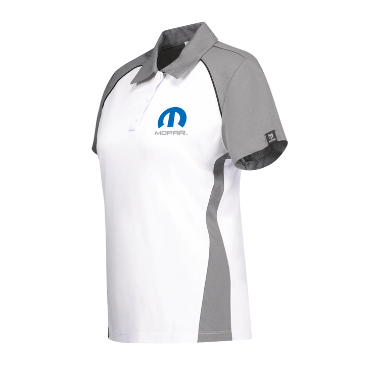 Marwin Sports Mopar Button Women's Polo - White/Grey/Black - Marwin Sports