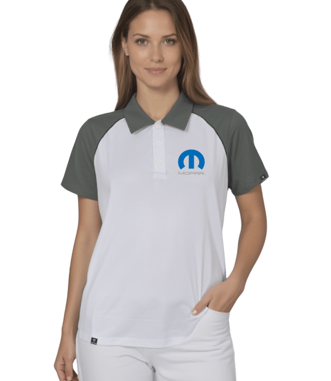 Marwin Sports Mopar Button Women's Polo - White/Grey/Black - Marwin Sports