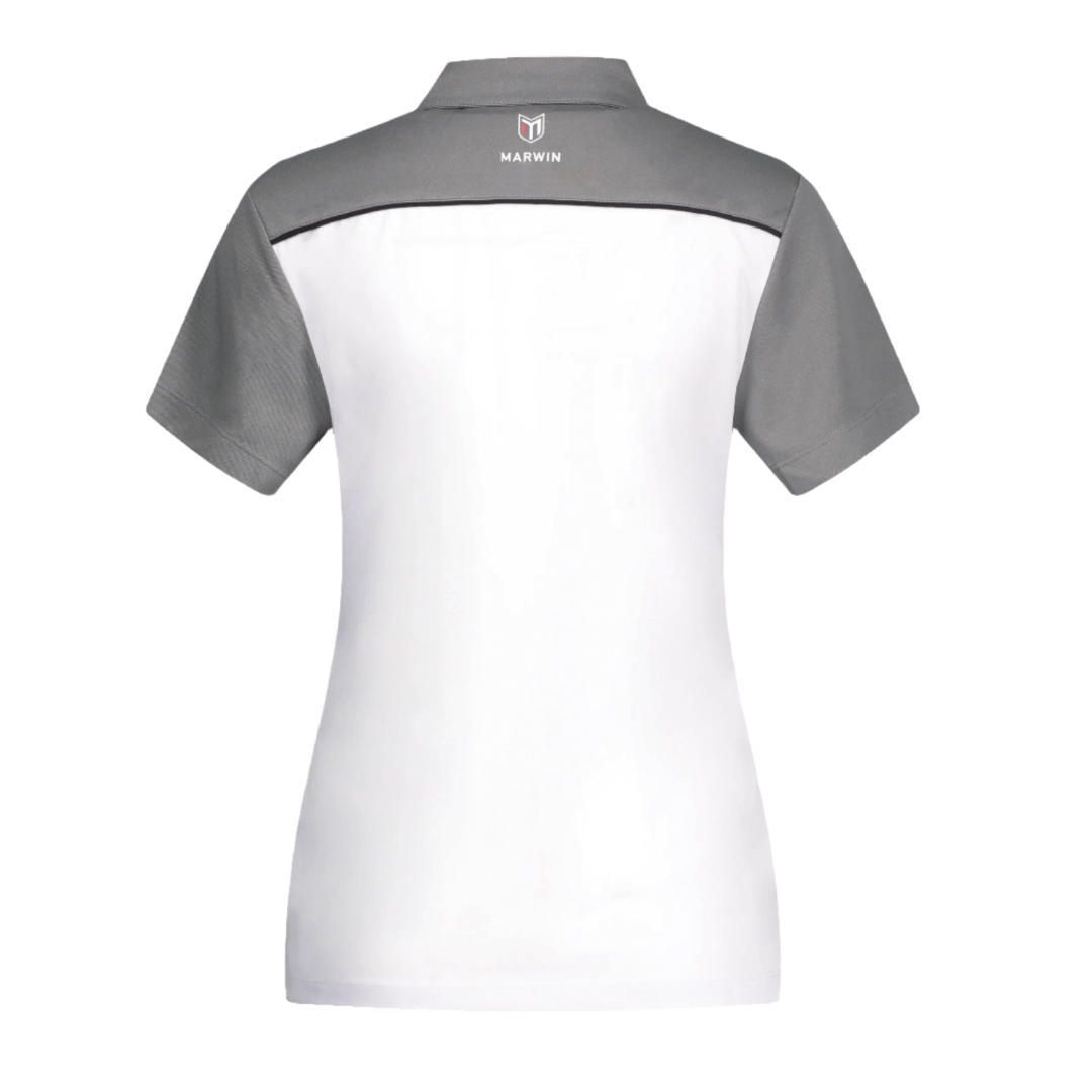 Marwin Sports Mopar Button Women's Polo - White/Grey/Black - Marwin Sports