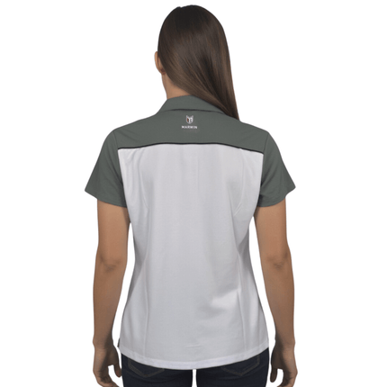 Marwin Sports Mopar Button Women's Polo - White/Grey/Black - Marwin Sports