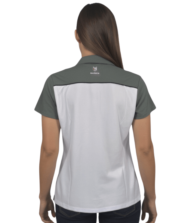 Marwin Sports Mopar Button Women's Polo - White/Grey/Black - Marwin Sports