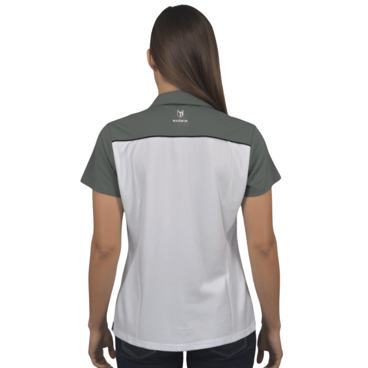 Marwin Sports Mopar Button Women's Polo - White/Grey/Black - Marwin Sports
