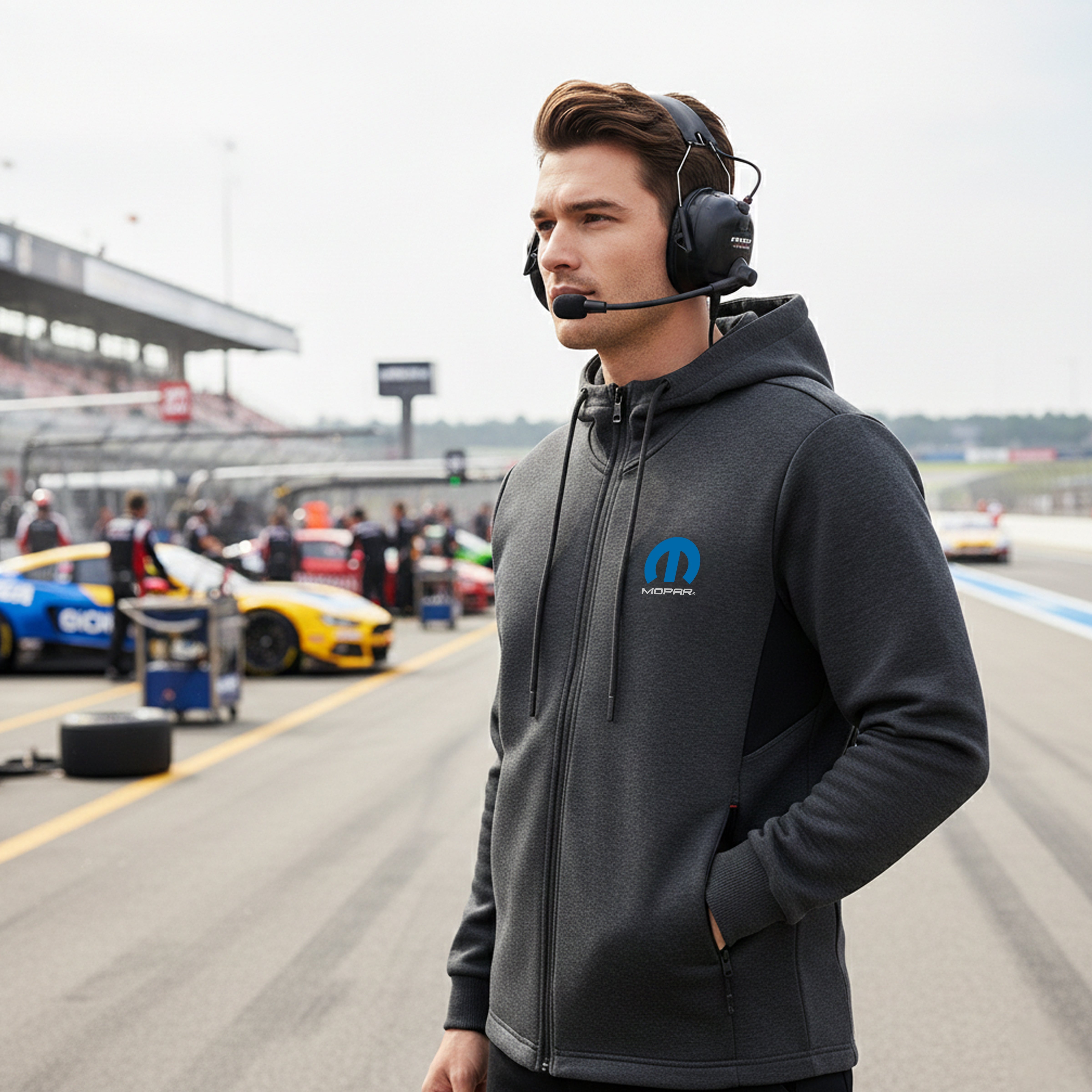 Marwin Sports Mopar Grey/Black Full Zip Hoodie - Marwin Sports