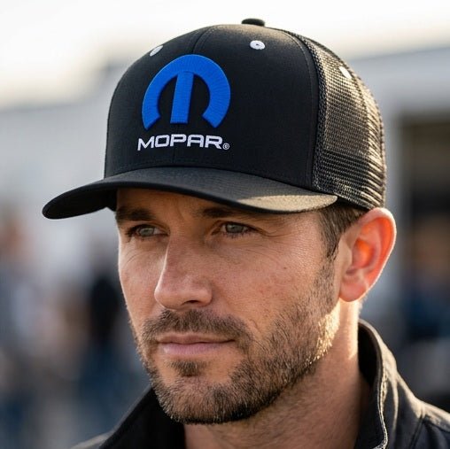 Marwin Sports Mopar Logo Embroidered 6 Panel Hat - Black - Marwin Sports