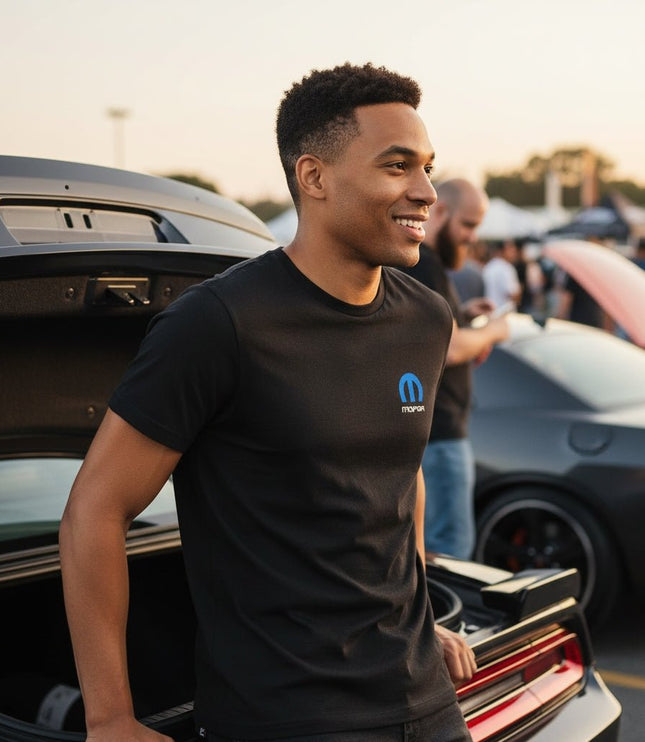 Marwin Sports Mopar Men's Cotton Crew Neck Tee - Black - Marwin Sports