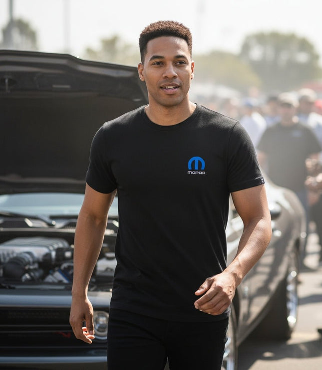 Marwin Sports Mopar Men's Cotton Crew Neck Tee - Black - Marwin Sports