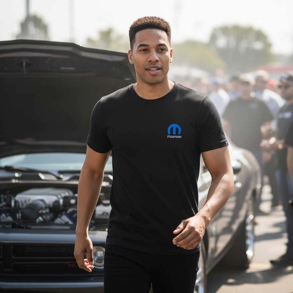 Marwin Sports Mopar Men's Cotton Crew Neck Tee - Black - Marwin Sports