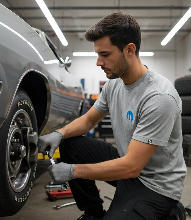 Marwin Sports Mopar Men's Cotton Crew Neck Tee - Grey - Marwin Sports