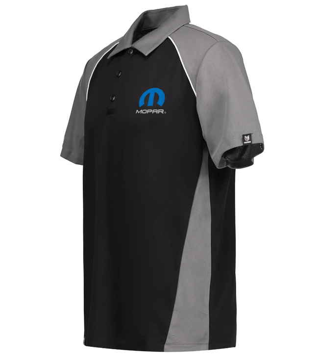 Marwin Sports Mopar Men's Poly Button Polo - Black/Grey/White - Marwin Sports