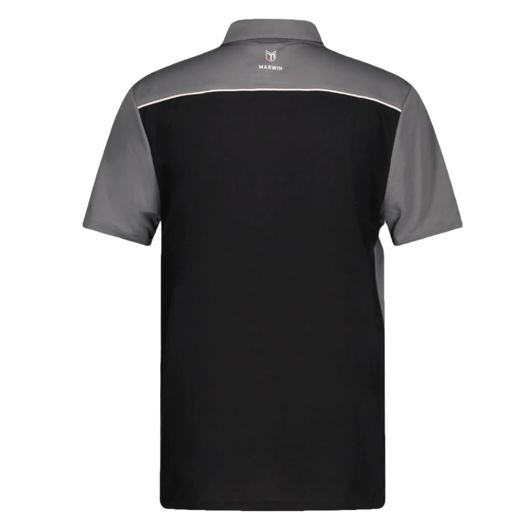 Marwin Sports Mopar Men's Poly Button Polo - Black/Grey/White - Marwin Sports