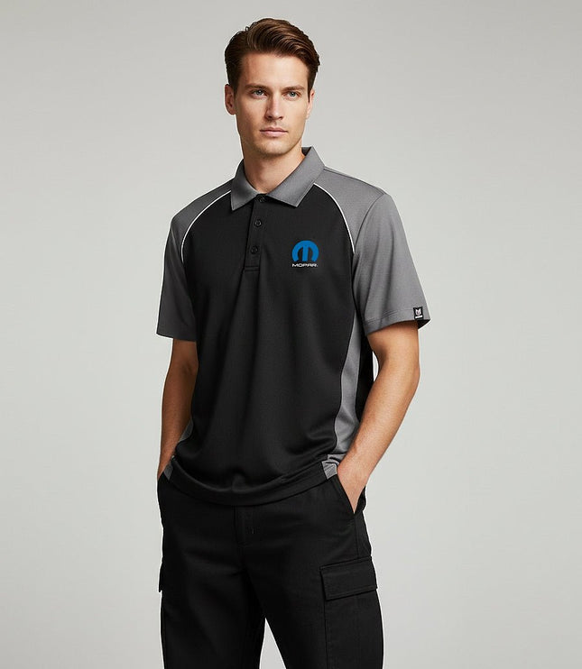 Marwin Sports Mopar Men's Poly Button Polo - Black/Grey/White - Marwin Sports