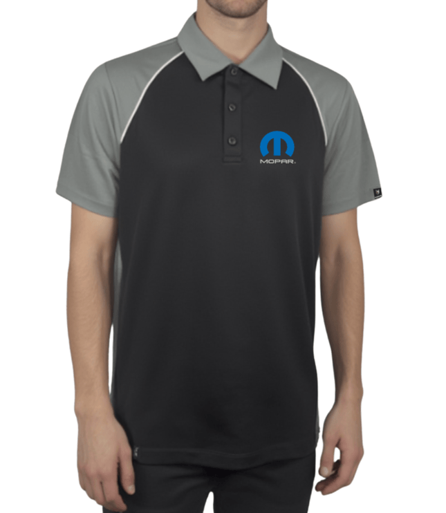 Marwin Sports Mopar Men's Poly Button Polo - Black/Grey/White - Marwin Sports