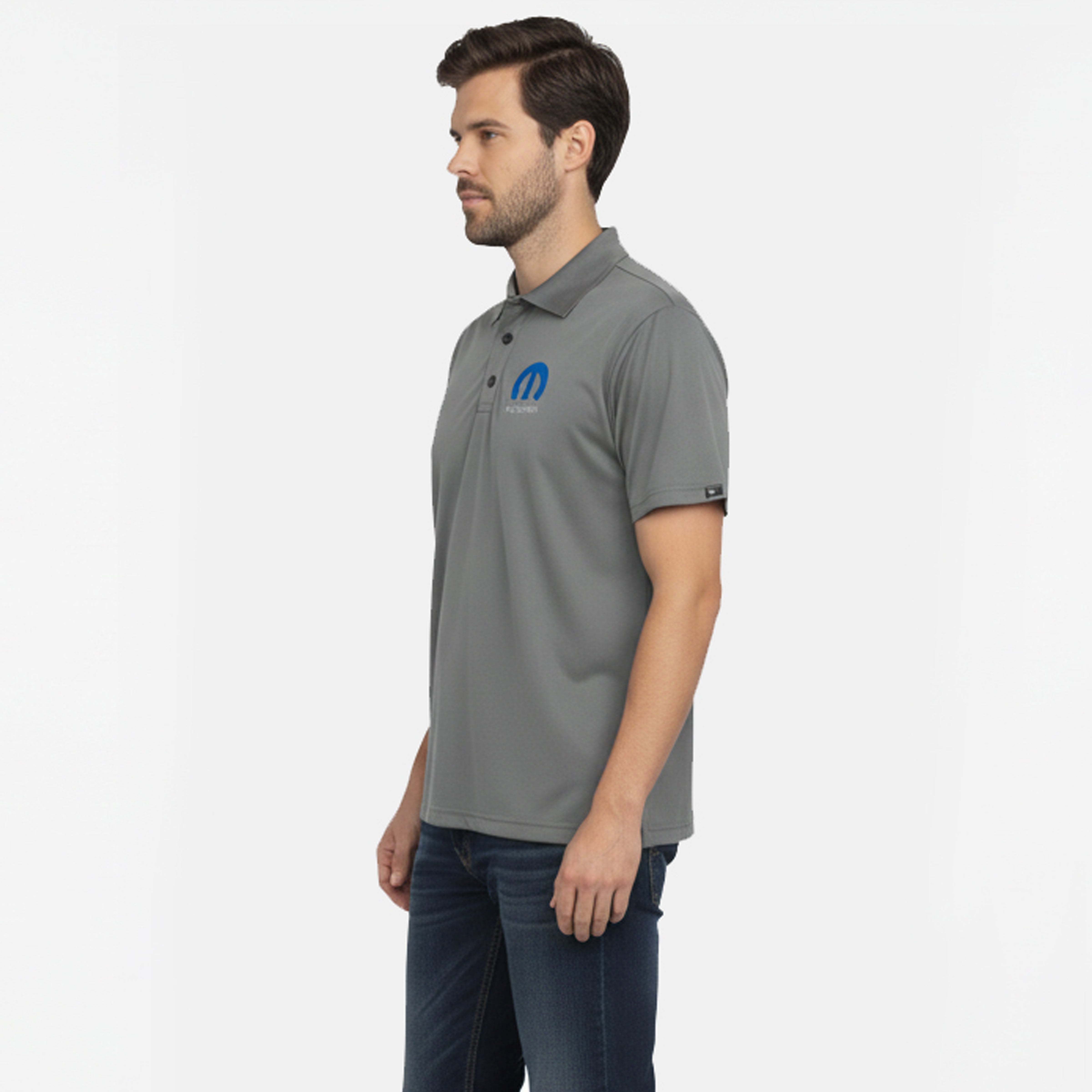 Marwin Sports Mopar Men's Poly Button Polo - Grey - Marwin Sports