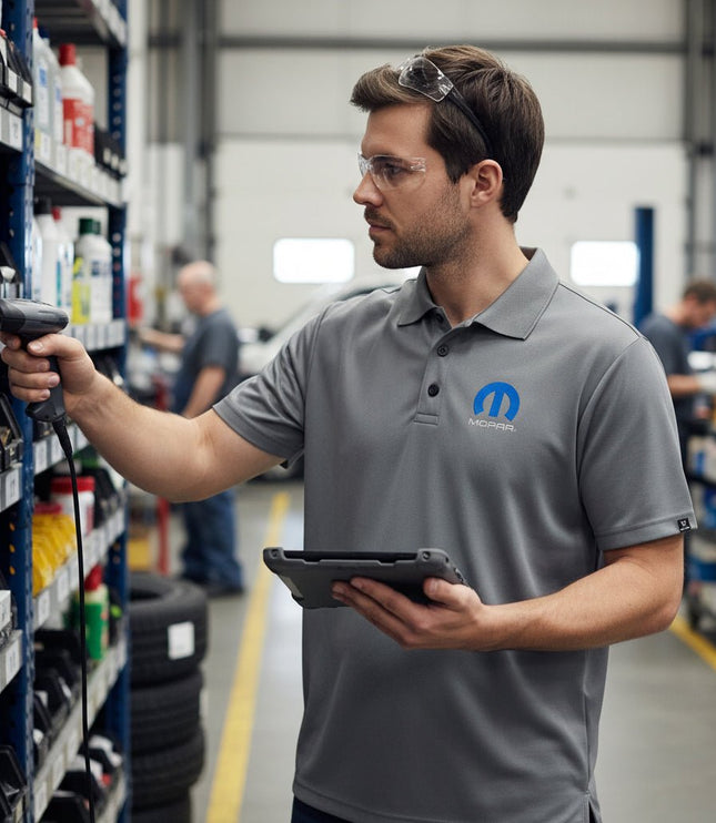 Marwin Sports Mopar Men's Poly Button Polo - Grey - Marwin Sports