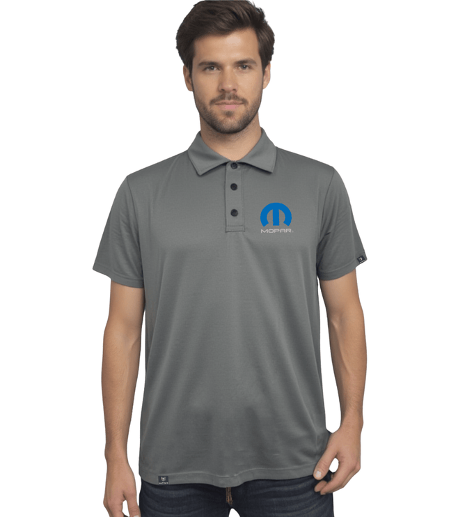 Marwin Sports Mopar Men's Poly Button Polo - Grey - Marwin Sports