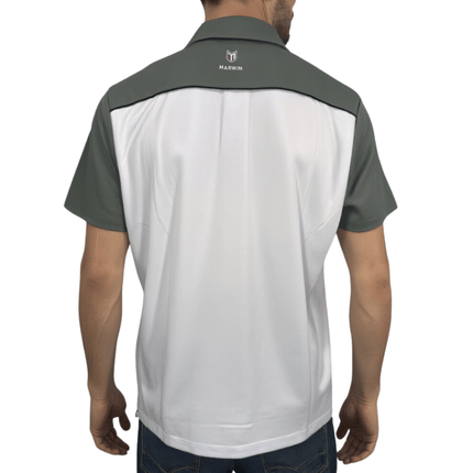 Marwin Sports Mopar Men's Poly Button Polo - White/Grey/Black - Marwin Sports