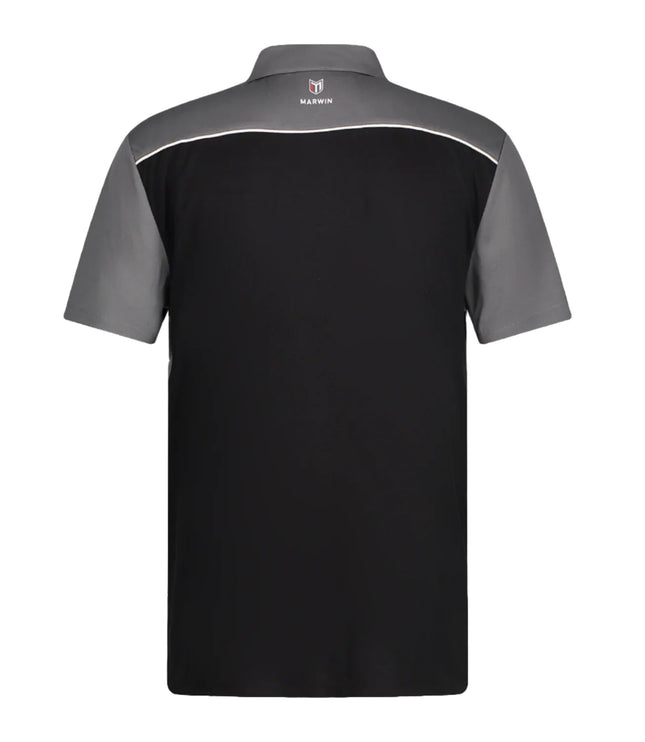 Marwin Sports Mopar Men's Poly Zipper Polo - Black/Grey/White - Marwin Sports