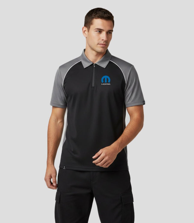Marwin Sports Mopar Men's Poly Zipper Polo - Black/Grey/White - Marwin Sports