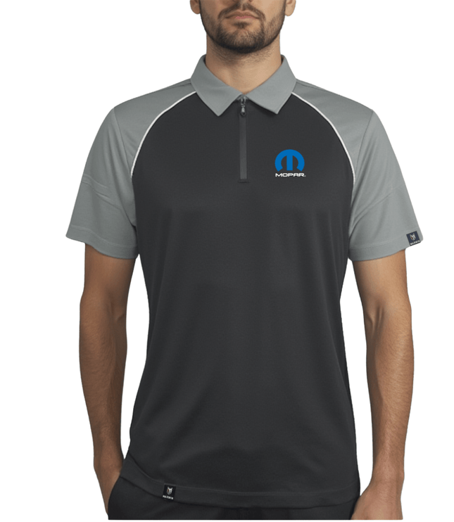 Marwin Sports Mopar Men's Poly Zipper Polo - Black/Grey/White - Marwin Sports