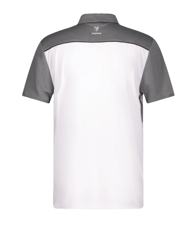 Marwin Sports Mopar Men's Poly Zipper Polo - White/Grey/Black - Marwin Sports