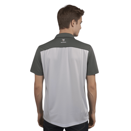 Marwin Sports Mopar Men's Poly Zipper Polo - White/Grey/Black - Marwin Sports