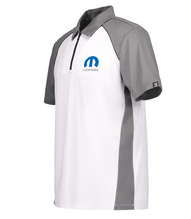 Marwin Sports Mopar Men's Poly Zipper Polo - White/Grey/Black - Marwin Sports
