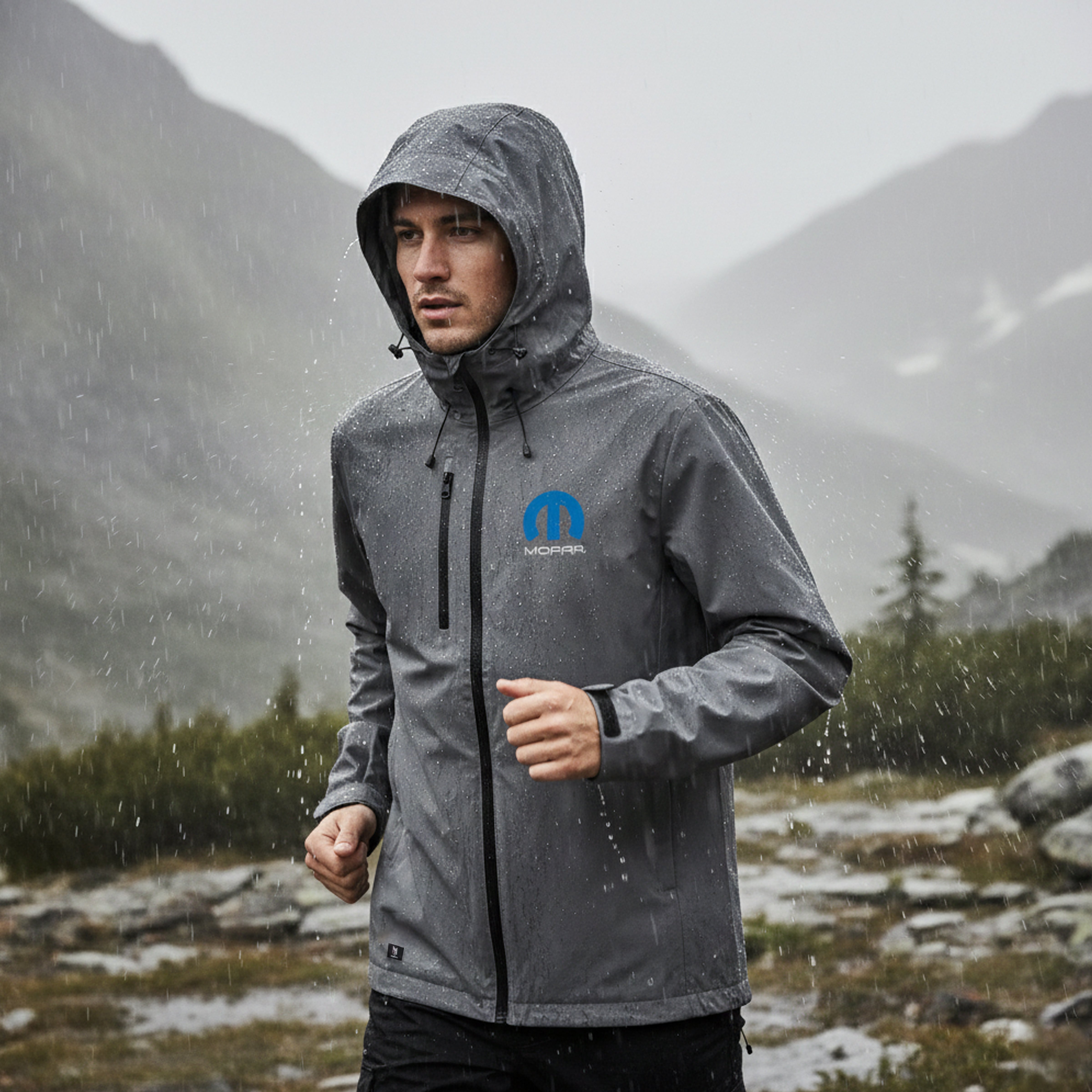 Marwin Sports Mopar Men's Rain Jacket - Grey/Black - Marwin Sports