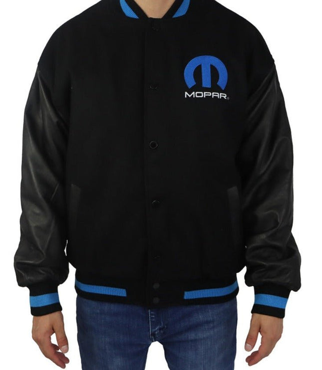 Marwin Sports Mopar Rib Letterman Men's Jacket - Black/Blue - Marwin Sports