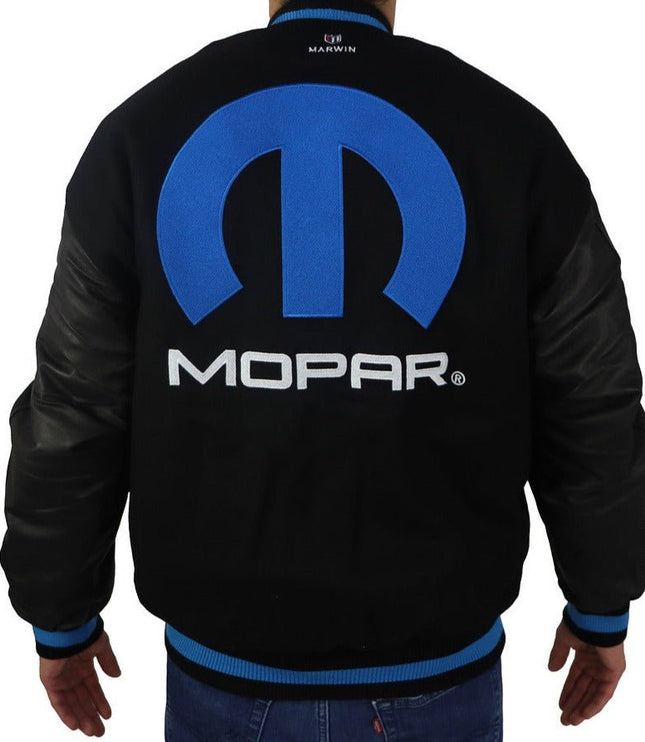 Marwin Sports Mopar Rib Letterman Men's Jacket - Black/Blue - Marwin Sports