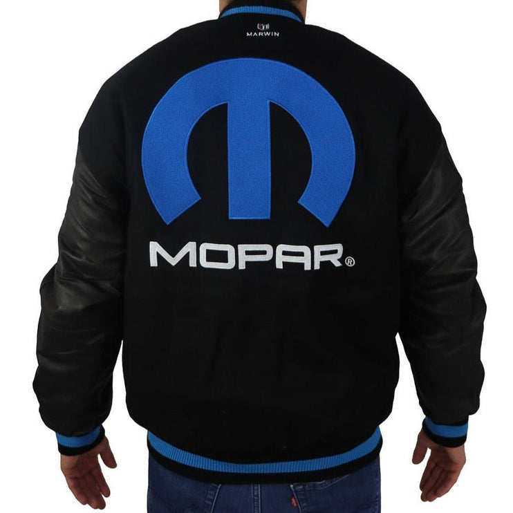 Marwin Sports Mopar Rib Letterman Men's Jacket - Black/Blue - Marwin Sports