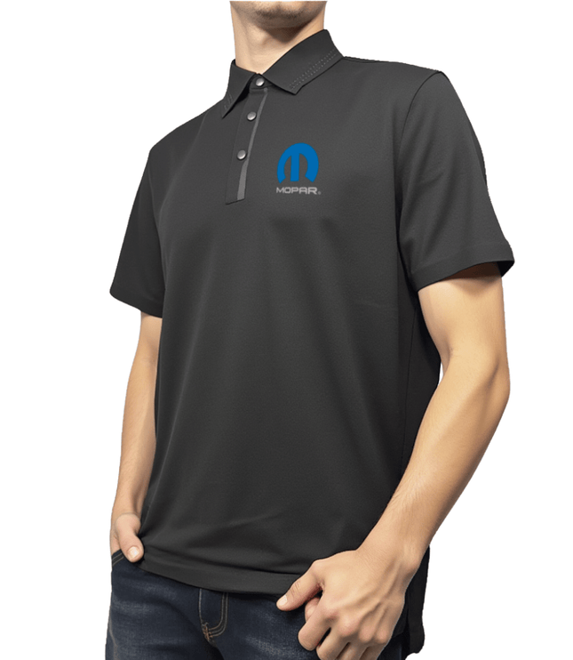 Marwin Sports Mopar Seamless Button Men's Polo - Black - Marwin Sports