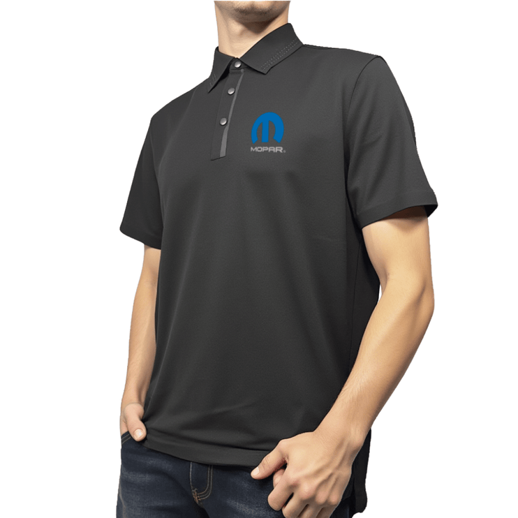 Marwin Sports Mopar Seamless Button Men's Polo - Black - Marwin Sports
