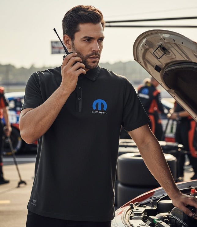 Marwin Sports Mopar Seamless Button Men's Polo - Black - Marwin Sports