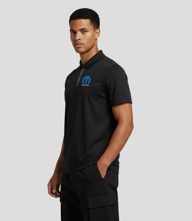 Marwin Sports Mopar Seamless Zipper Men's Polo - Black - Marwin Sports