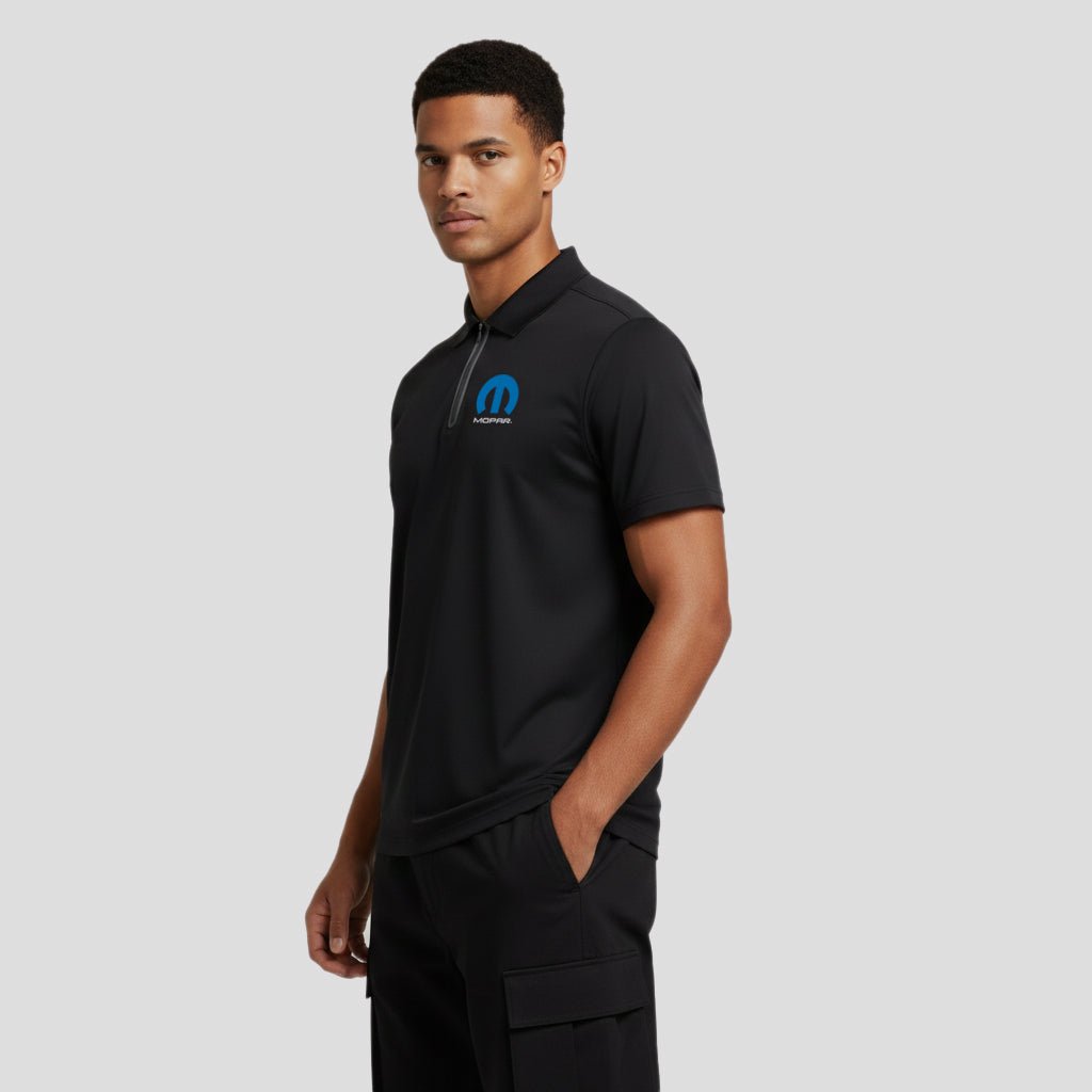 Marwin Sports Mopar Seamless Zipper Men's Polo - Black - Marwin Sports