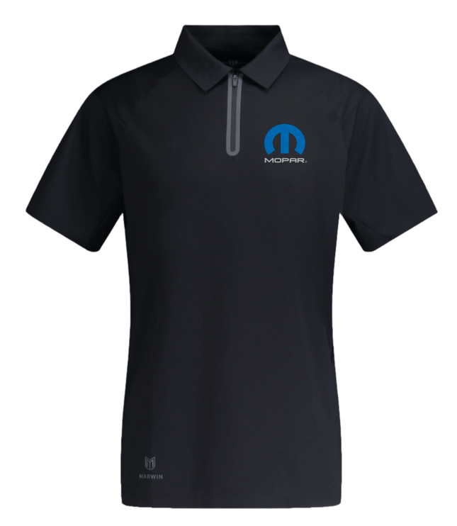 Marwin Sports Mopar Seamless Zipper Men's Polo - Black - Marwin Sports
