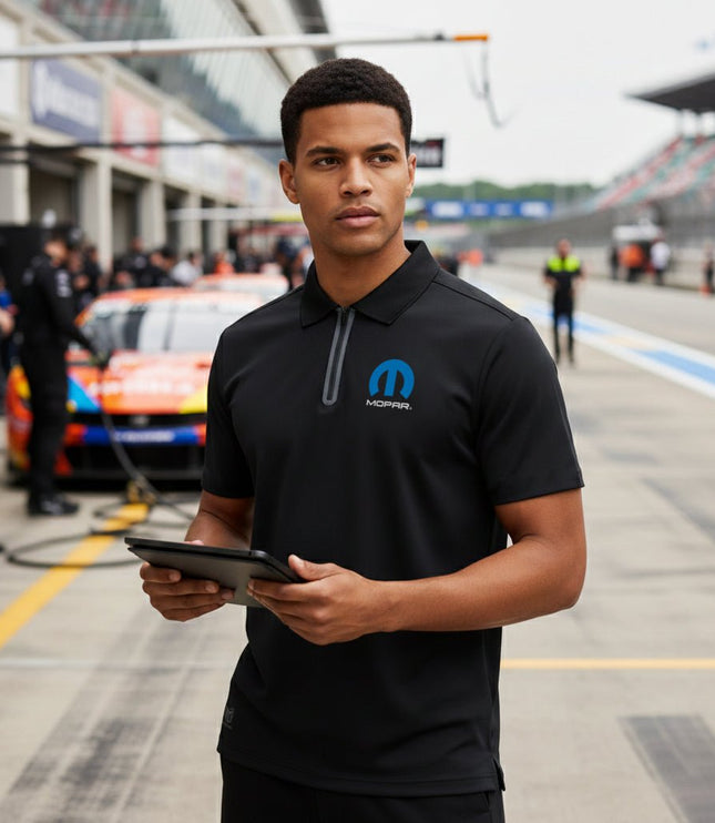 Marwin Sports Mopar Seamless Zipper Men's Polo - Black - Marwin Sports