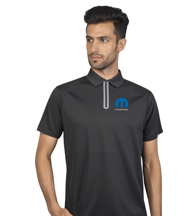 Marwin Sports Mopar Seamless Zipper Men's Polo - Black - Marwin Sports