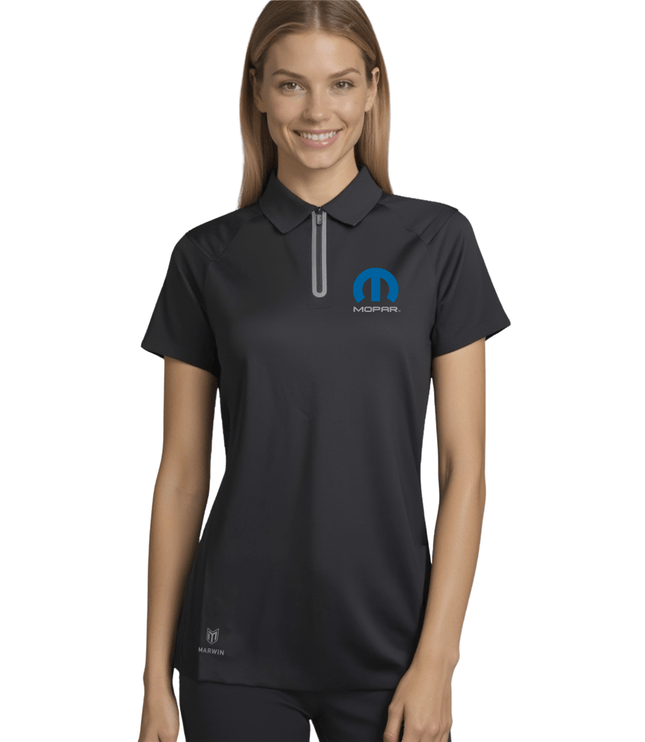 Marwin Sports Mopar Seamless Zipper Women's Polo - Black - Marwin Sports