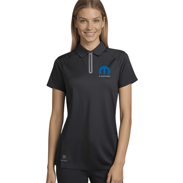 Marwin Sports Mopar Seamless Zipper Women's Polo - Black - Marwin Sports