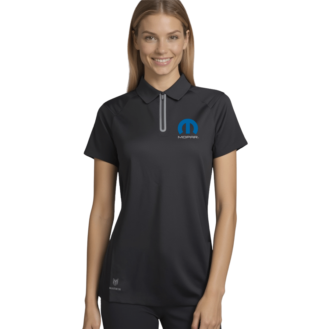 Marwin Sports Mopar Seamless Zipper Women's Polo - Black - Marwin Sports