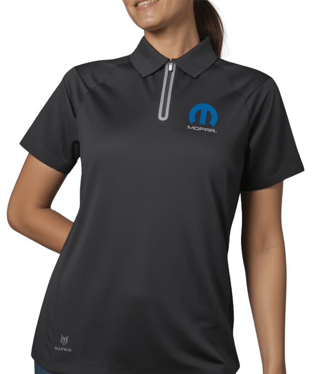 Marwin Sports Mopar Seamless Zipper Women's Polo - Black - Marwin Sports