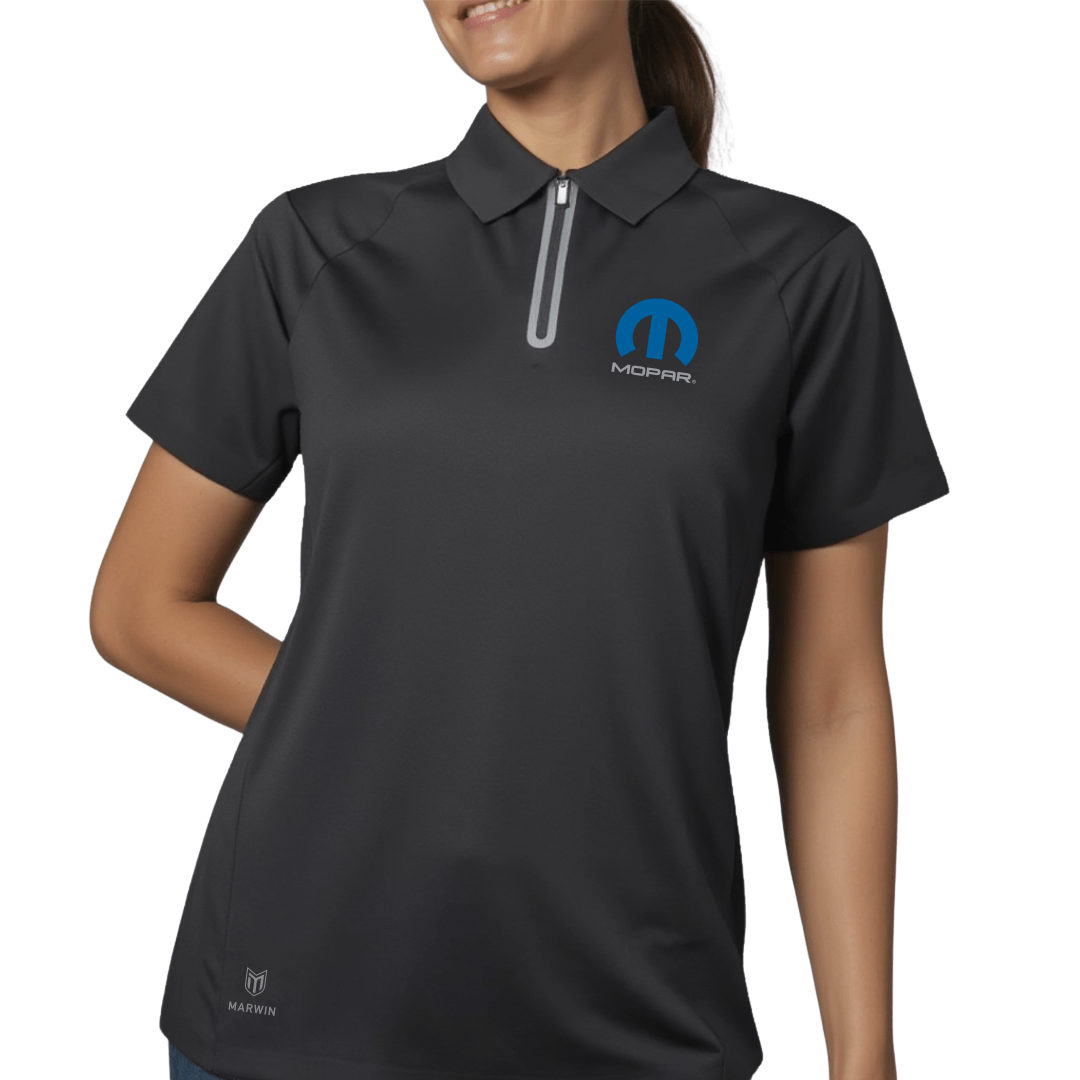 Marwin Sports Mopar Seamless Zipper Women's Polo - Black - Marwin Sports