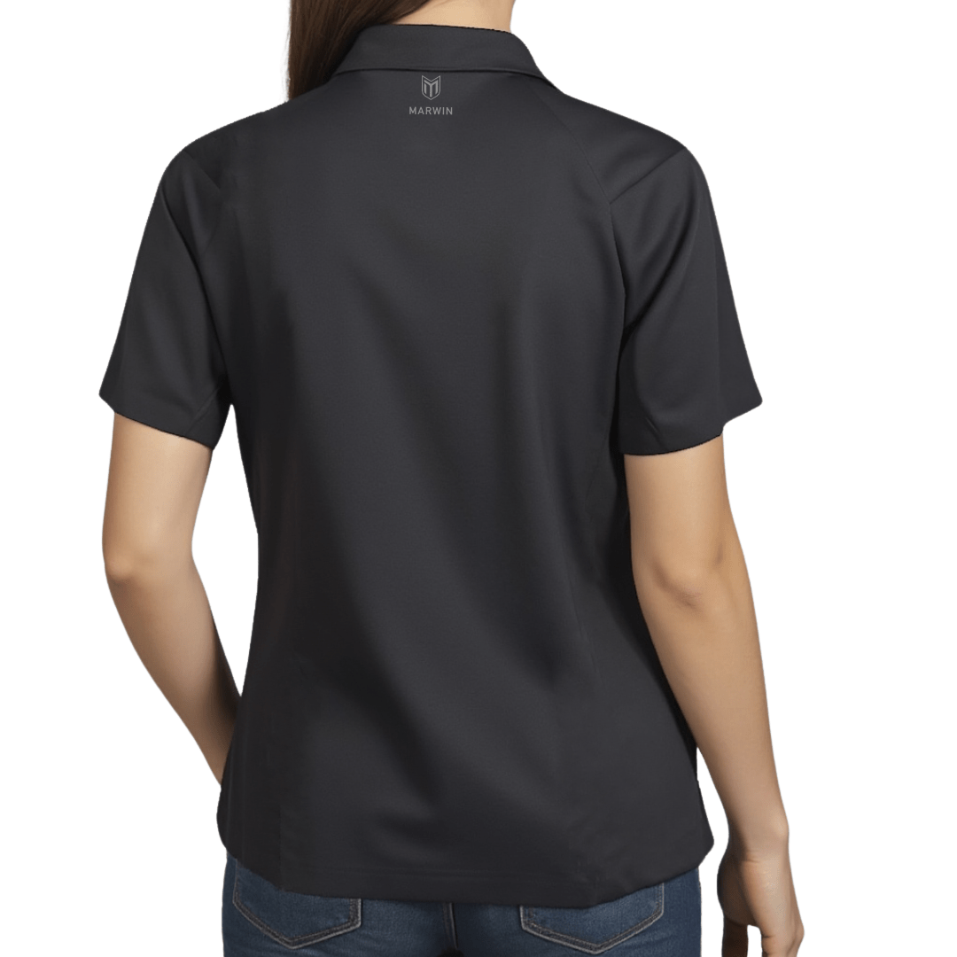 Marwin Sports Mopar Seamless Zipper Women's Polo - Black - Marwin Sports