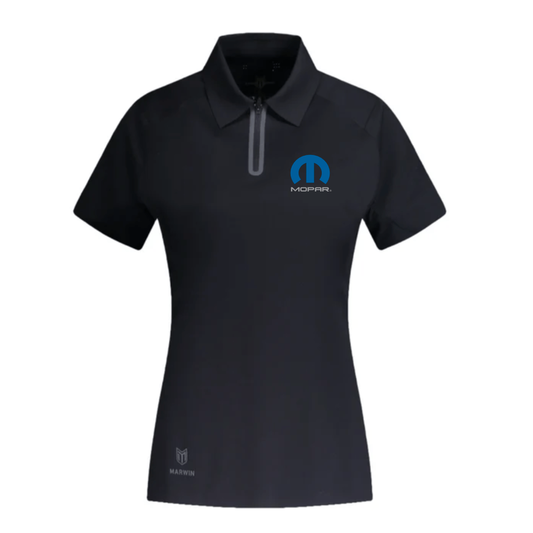 Marwin Sports Mopar Seamless Zipper Women's Polo - Black - Marwin Sports