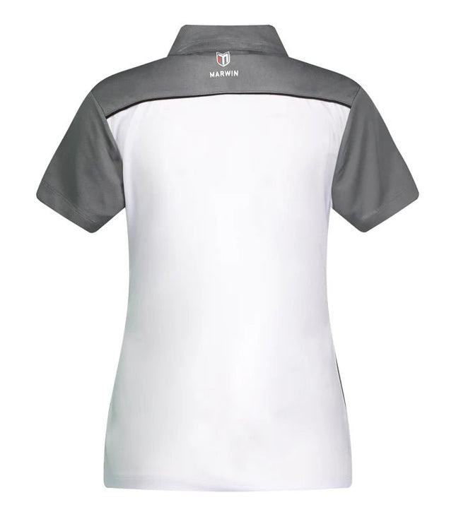 Marwin Sports Mopar Women's Poly Zipper Polo - White/Grey/Black - Marwin Sports
