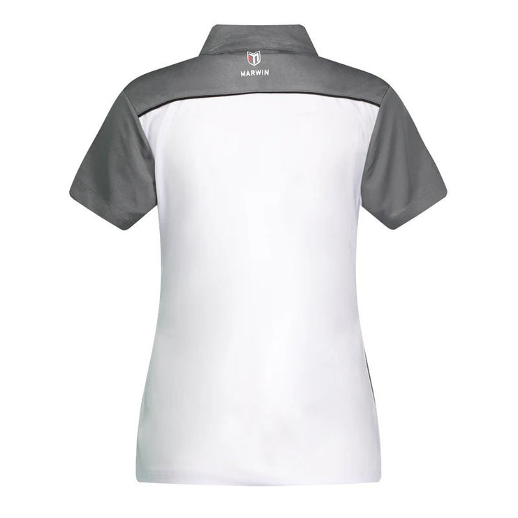 Marwin Sports Mopar Women's Poly Zipper Polo - White/Grey/Black - Marwin Sports