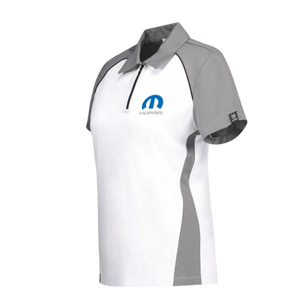 Marwin Sports Mopar Women's Poly Zipper Polo - White/Grey/Black - Marwin Sports