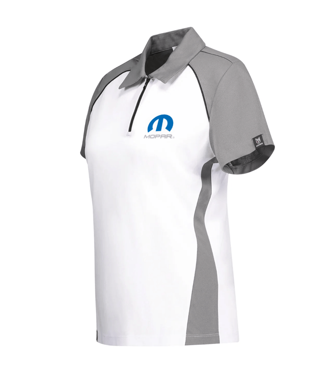 Marwin Sports Mopar Women's Poly Zipper Polo - White/Grey/Black - Marwin Sports