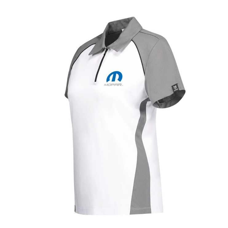 Marwin Sports Mopar Women's Poly Zipper Polo - White/Grey/Black - Marwin Sports